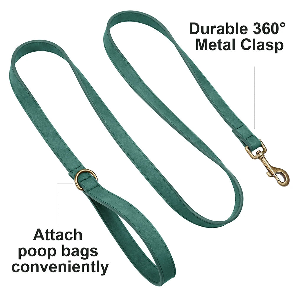 ComfortGrip Premium PU Leather Dog Leash – Heavy-Duty 5ft Walking Lead with 360° Rotatable Hook