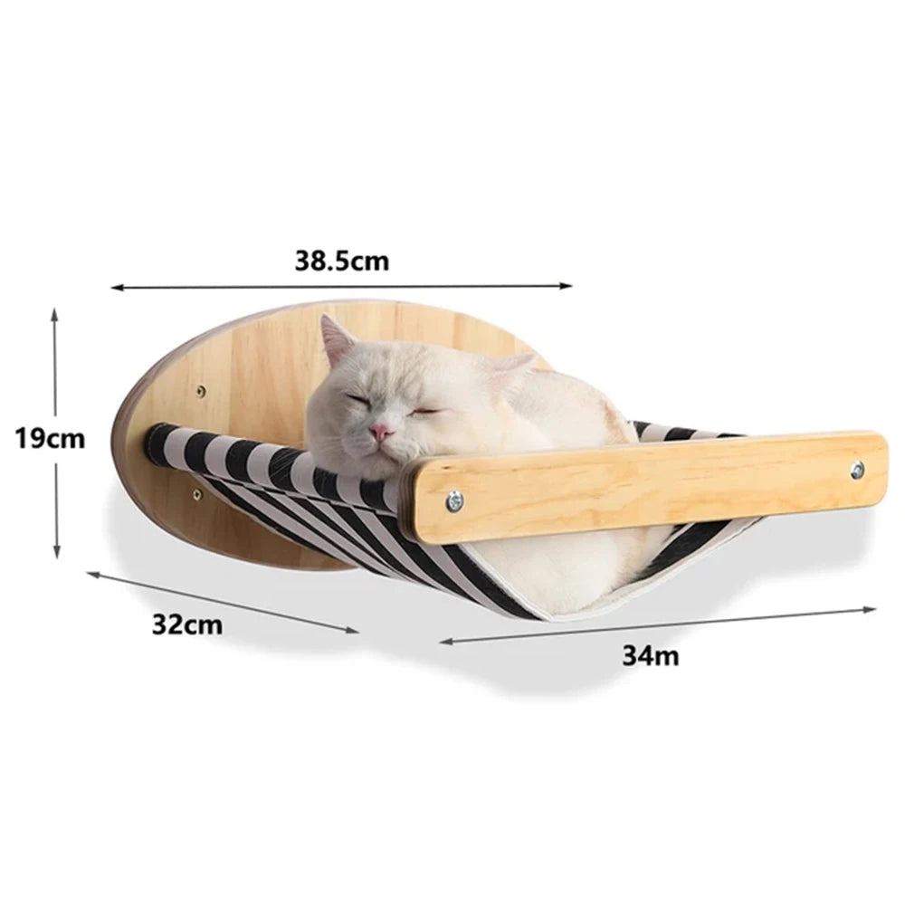WhiskerWonder Wall-Mounted Cat Playground - Wooden Climbing Shelves & Sisal Scratcher