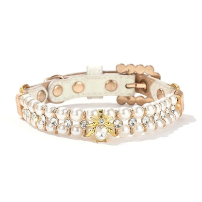 LuxePearl Sparkling Crystal & Pearl Collar – Glamorous Elegance for Small Dogs & Cats