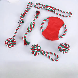 Dog Fun Cotton Rope Toy Set Pet Christmas