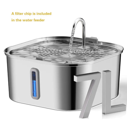 AquaFlow Stainless Steel Pet Water Fountain – Silent Hydration for Cats & Dogs