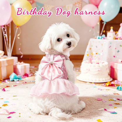 PrincessGlow Glitter Dress Harness & Leash Set – Sparkling Elegance for Special Occasions