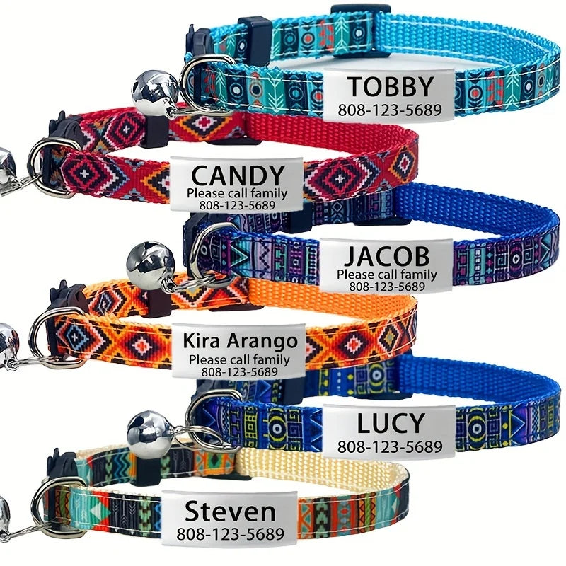 Personalized ID Tag Cat Collar with Bell & Safety Breakaway