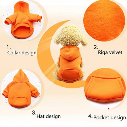 Paws-and-Pocket Cozy Fleece Hoodie – Classic Autumn/Winter Comfort for Dogs and Cats