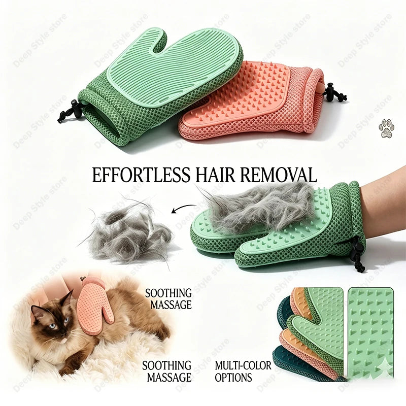 GloveSpa Two-Sided Pet Grooming Glove – Gentle Loose Fur Remover & Massage Tool