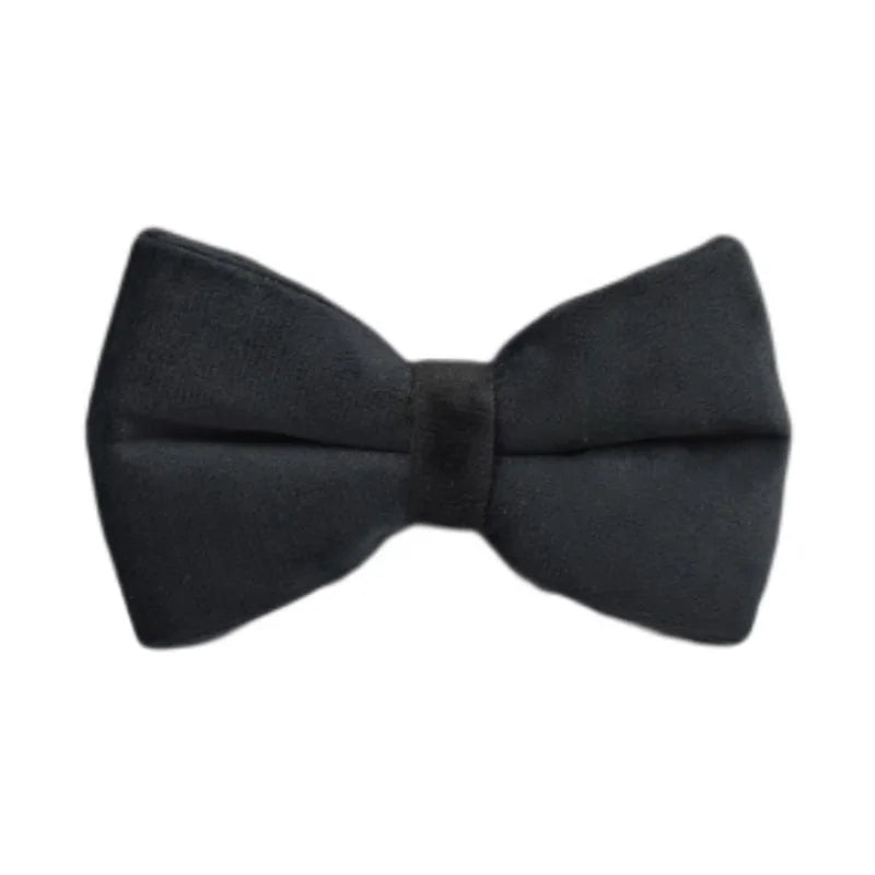 VelvetVogue Royal Black Velvet Collar, Harness & Leash Set – Luxury Custom Engraved Walking Collection with Detachable Bow Tie & Flower