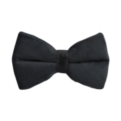 VelvetVogue Royal Black Velvet Collar, Harness & Leash Set – Luxury Custom Engraved Walking Collection with Detachable Bow Tie & Flower