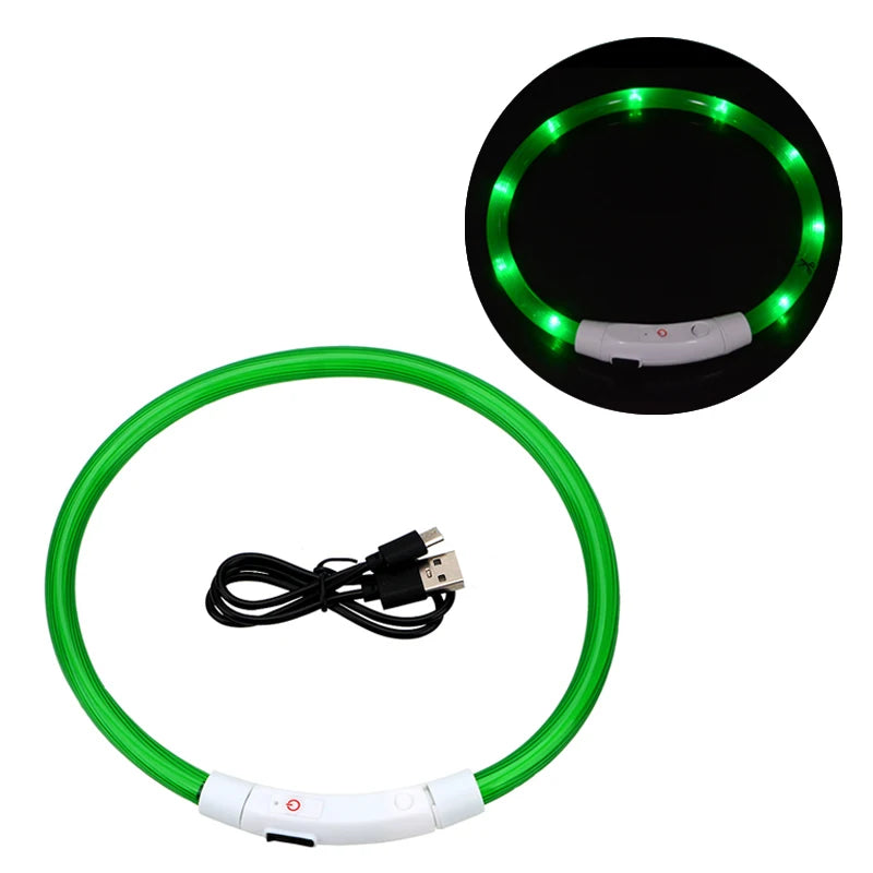 NightGlow USB Rechargeable LED Safety Collar – High-Visibility Cut-to-Fit Loss Prevention Collar