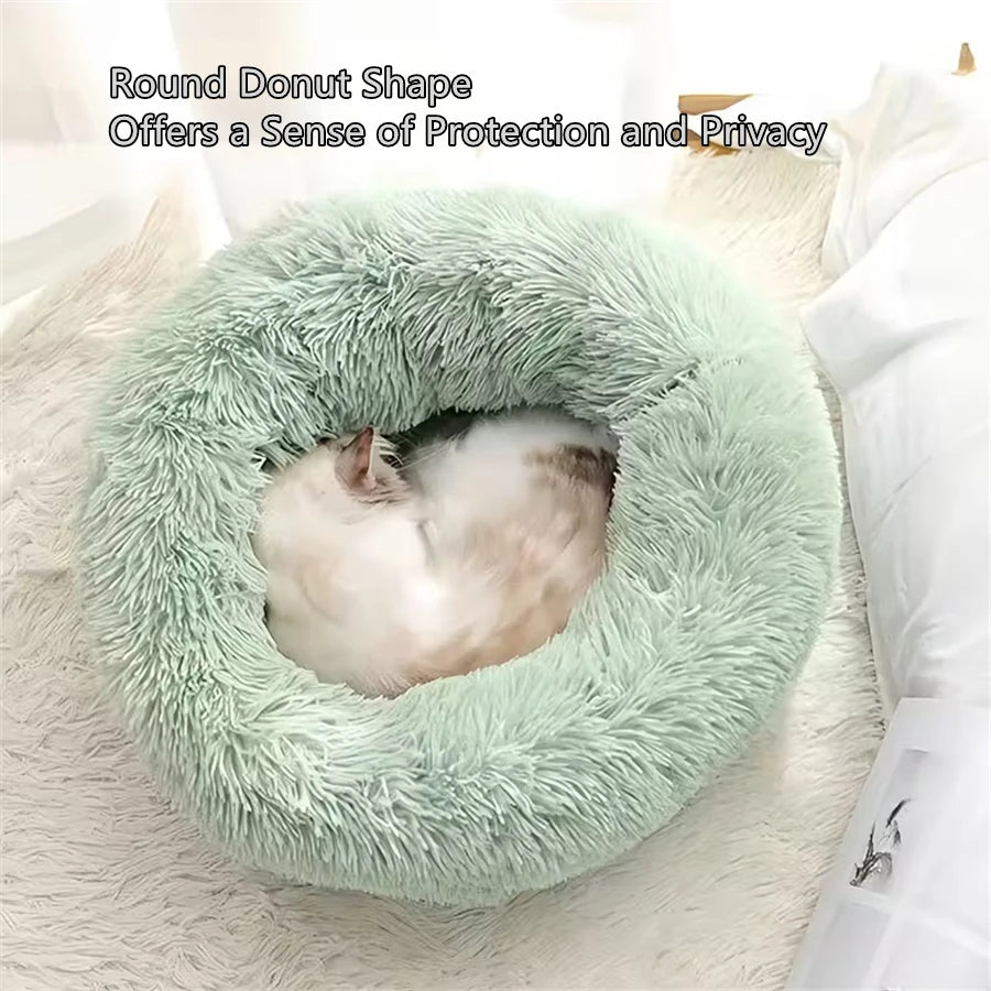 Dreamy Donut Plush Pet Bed - Ultimate Comfort for Cats & Small Dogs - Barking Meows
