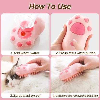 3 in 1 Pet Steam Brush Spray Hair Removal Combs