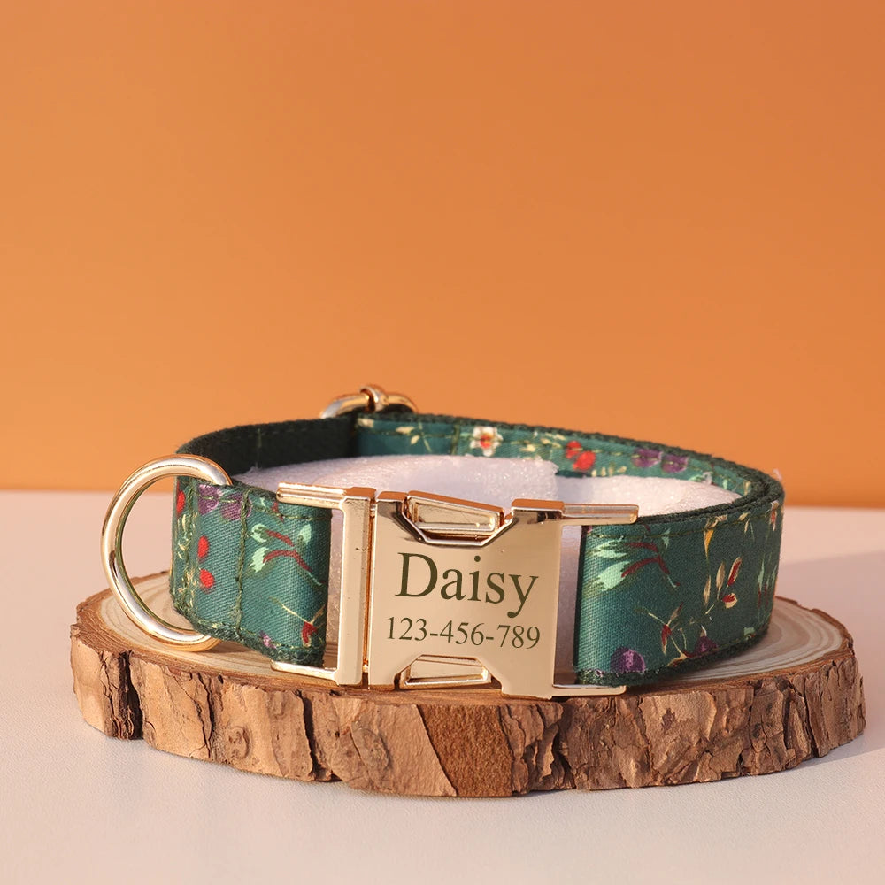 Personalized Dog Collar & Leash Set – Luxury Padded Nylon Walking Essentials with Custom Nameplate