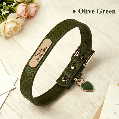 SoftGlow Custom PU Leather Collar – Gentle Comfort with Engraved Name Tag