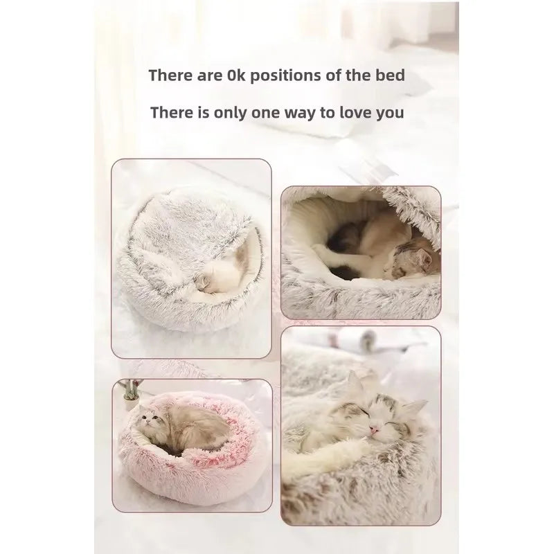 Cozy Cuddle Plush Nest: 2-in-1 Cat & Puppy Bed for Ultimate Warmth