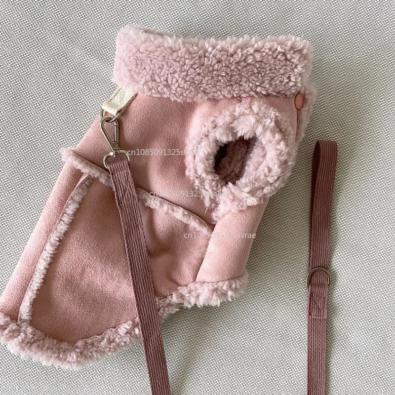 Classic Wool Dog Vest with Traction Buckle – Cozy Velvet Jacket Coat for Pets