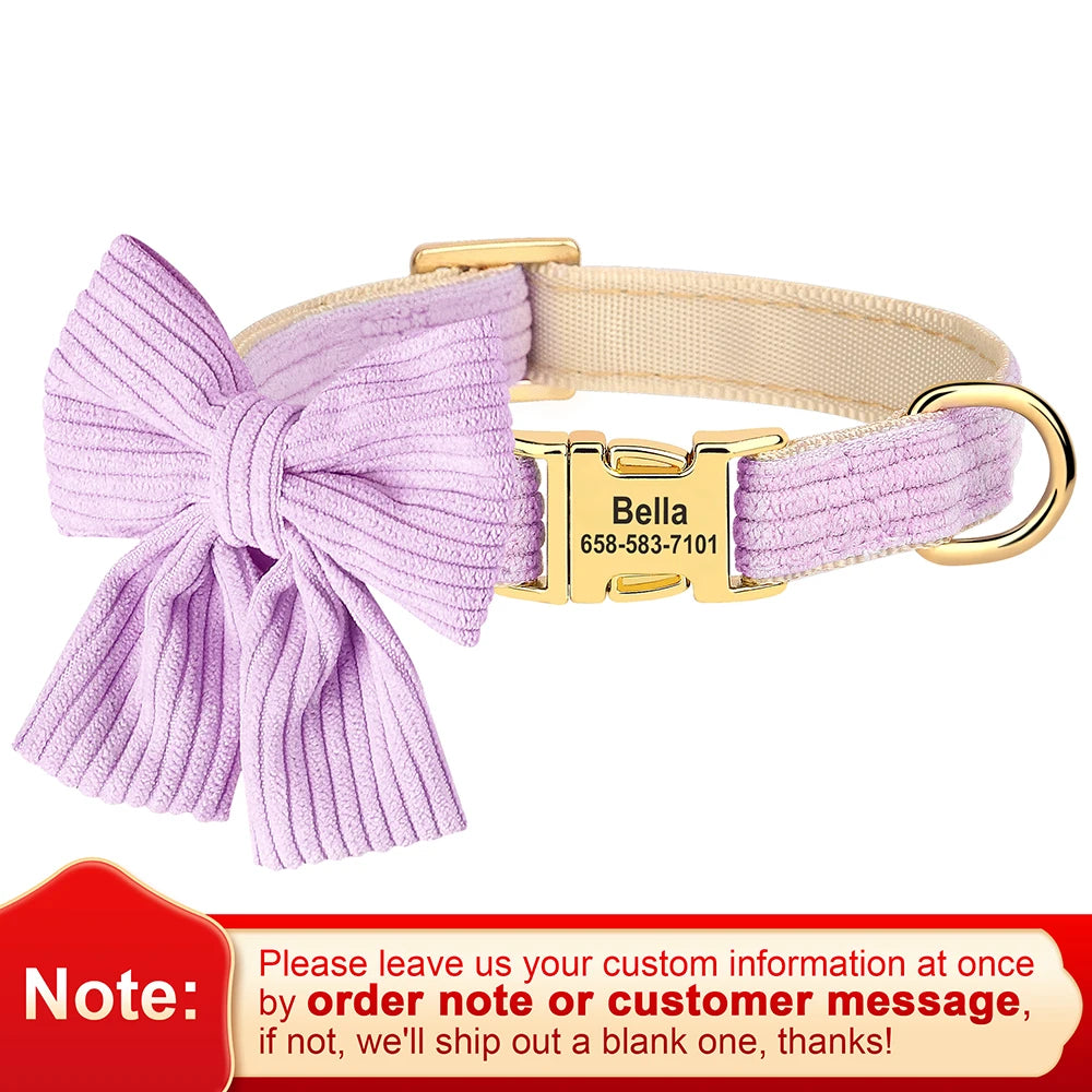 Bowtie Charm Custom Dog Collar - Personalized Elegance for Your Pet