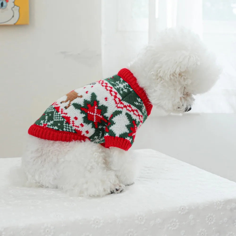 Cozy Christmas Rudolph Elk Sweater - Festive Knitwear for Your Pet