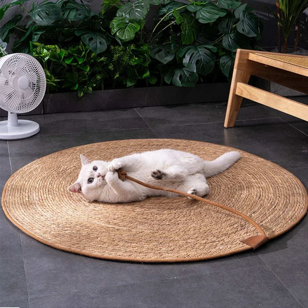 Eco-Friendly Rattan Cat Scratcher & Furniture Protector Mat