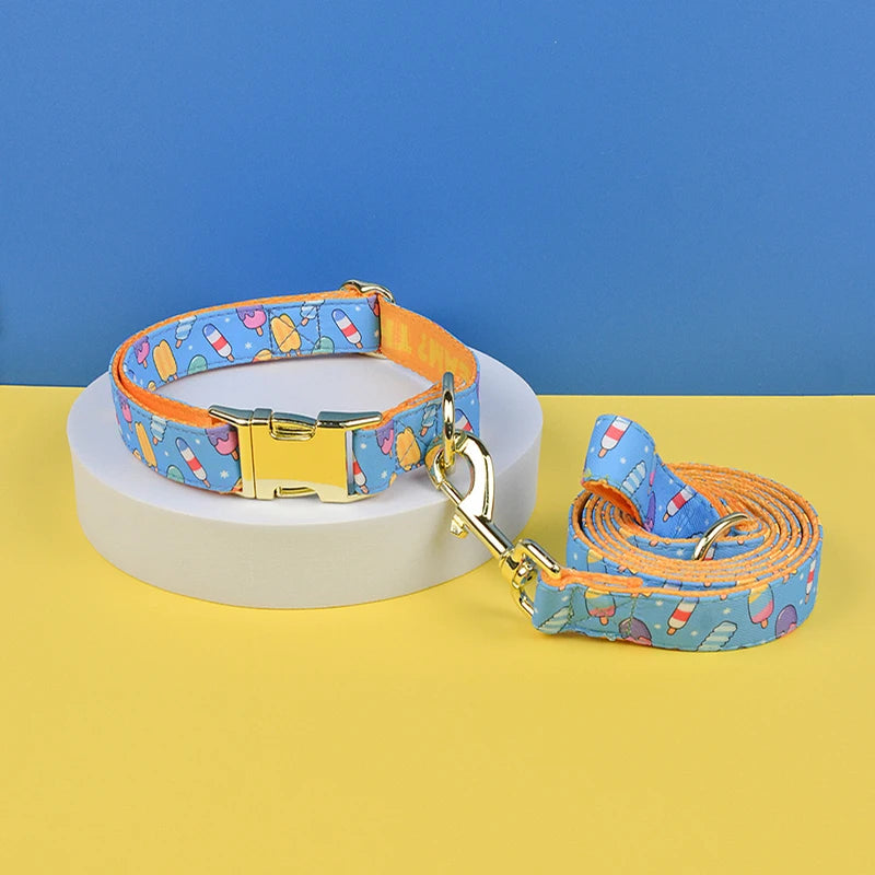 Vibrant Paws Luxury Double-Sided Collar & Leash Set – Adjustable and Colorful for All Dogs