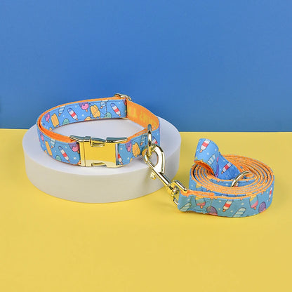 Vibrant Paws Luxury Double-Sided Collar & Leash Set – Adjustable and Colorful for All Dogs