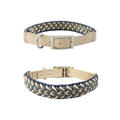 Luxury Hand-Woven Leash or Collar – Heavy-Duty Climbing Rope & Adjustable Leather Walkwear