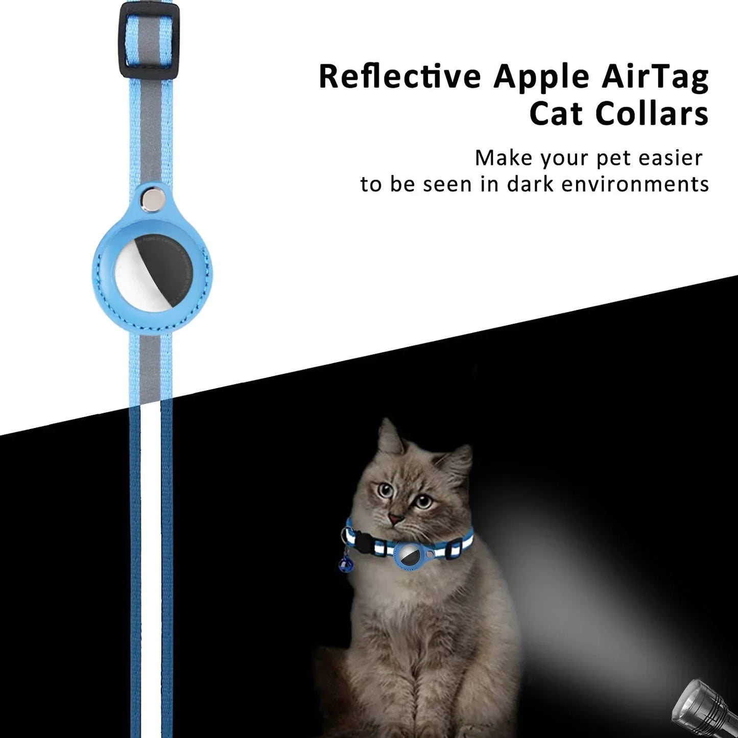 Reflective Anti-Lost Cat Collar with Airtag Protective Case & Bell