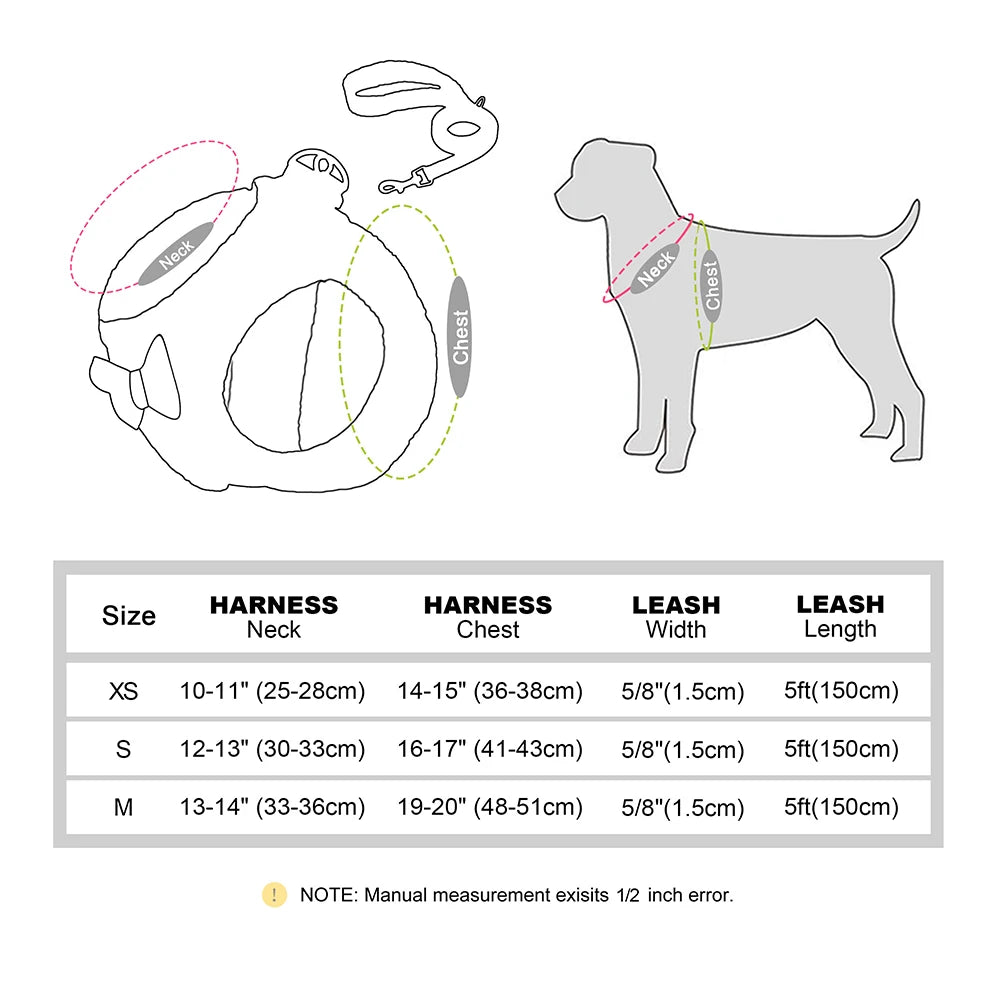 CozyBow Soft Cotton Vest Harness and Leash Set – Warm Winter Walking Set for Small & Medium Pets
