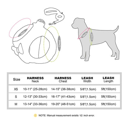 CozyBow Soft Cotton Vest Harness and Leash Set – Warm Winter Walking Set for Small & Medium Pets