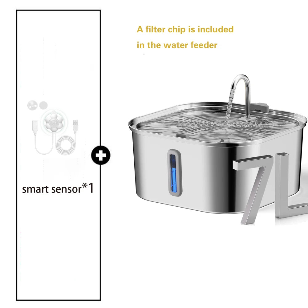 AquaFlow Stainless Steel Pet Water Fountain – Silent Hydration for Cats & Dogs