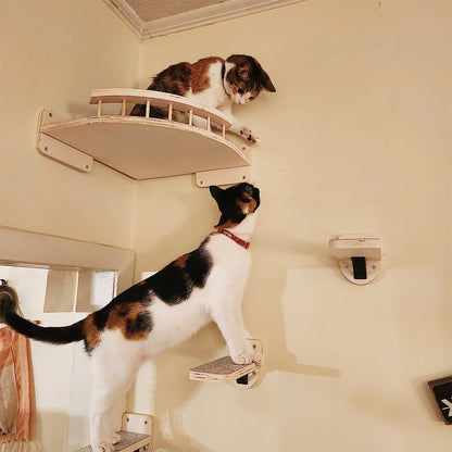 Cat Climbing Shelf Wall Mounted Four Step Stairway With Sisal Scratching