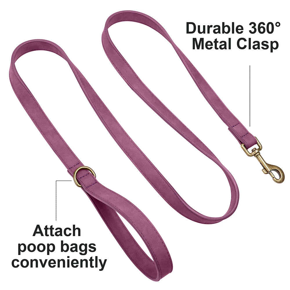 ComfortGrip Premium PU Leather Dog Leash – Heavy-Duty 5ft Walking Lead with 360° Rotatable Hook