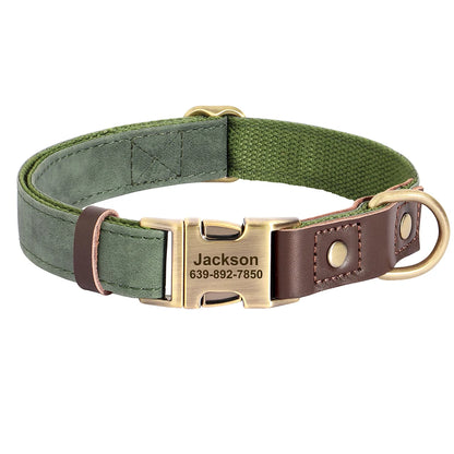 Personalized Leather Dog Collar - Custom Engraved ID with Durable Buckle