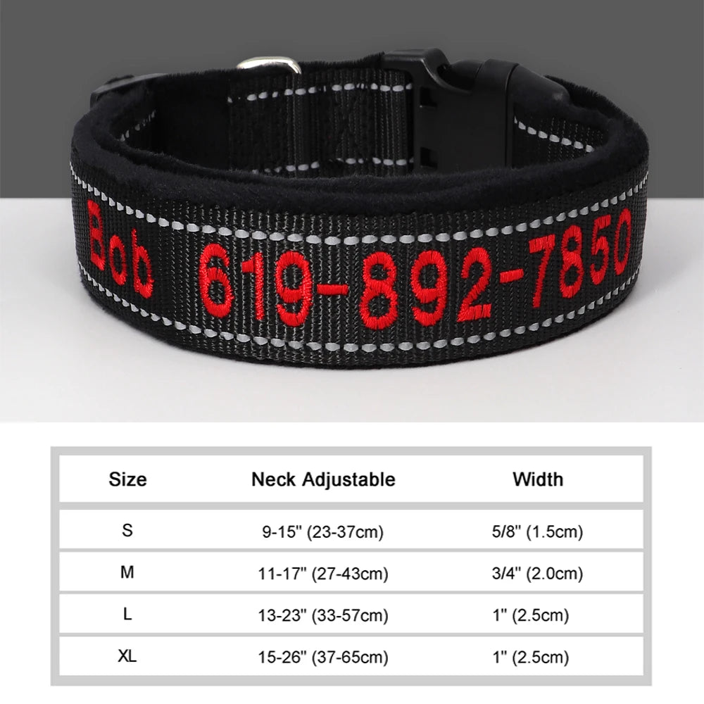 GuardGlow Personalized Embroidered Reflective Dog Collar – Premium Padded Night Safety for All Breeds