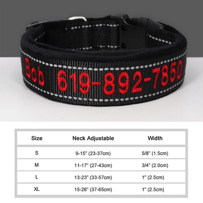 GuardGlow Personalized Embroidered Reflective Dog Collar – Premium Padded Night Safety for All Breeds