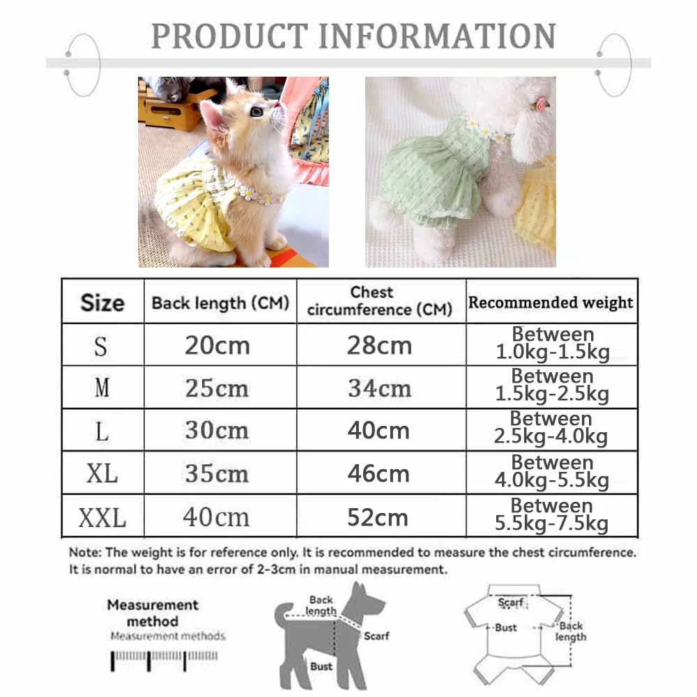 Blossom Breeze Pet Skirt – Elegant Floral Dress for Cats and Small Dogs