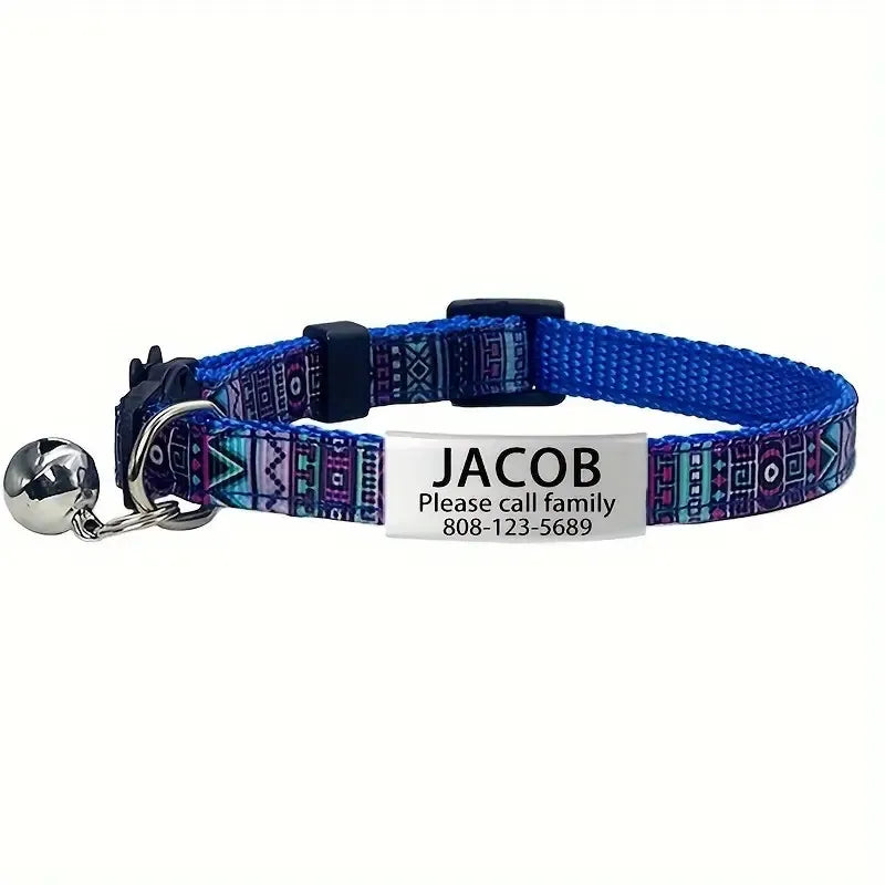 Personalized ID Tag Cat Collar with Bell & Safety Breakaway