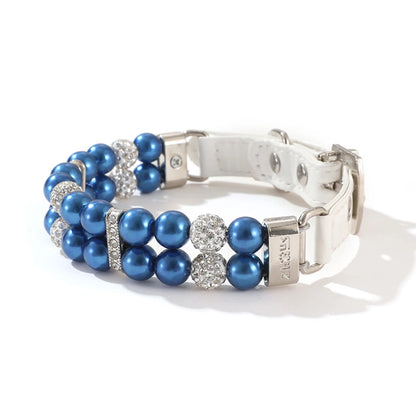 PearlGlow Artificial Pearl & Rhinestone Pet Collar – Elegant Party Necklace for Cats and Dogs