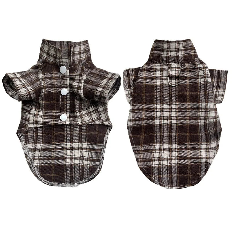 TimberPlaid Classical Breathable Pet Shirt – Lightweight Autumn Button-Up Coat for Cats and Small to Large Dogs