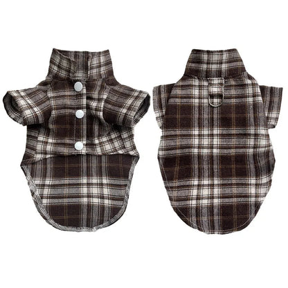 TimberPlaid Classical Breathable Pet Shirt – Lightweight Autumn Button-Up Coat for Cats and Small to Large Dogs