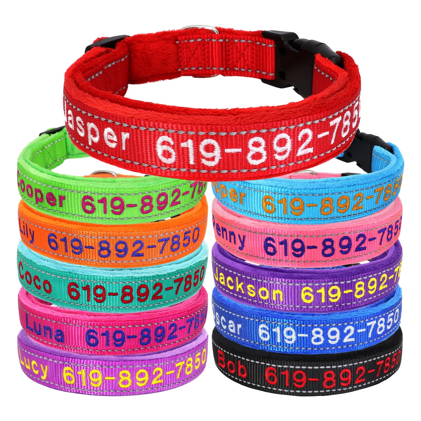 GuardGlow Personalized Embroidered Reflective Dog Collar – Premium Padded Night Safety for All Breeds