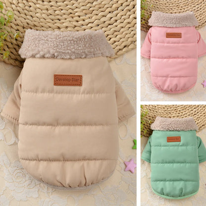 Cozy Winter Wonderland Dog Jacket with Fur Collar