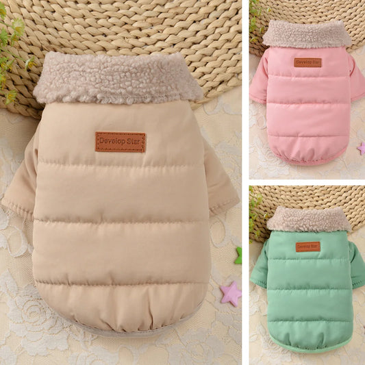 Cozy Winter Wonderland Dog Jacket with Fur Collar