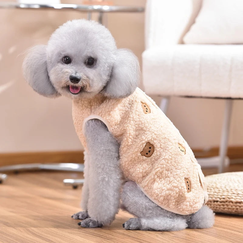 Bear & Berry Cozy Fleece Pet Vest – Soft Autumn Warmth for Small & Medium Breeds