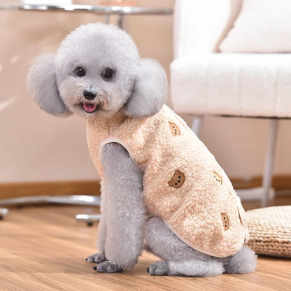 Bear & Berry Cozy Fleece Pet Vest – Soft Autumn Warmth for Small & Medium Breeds