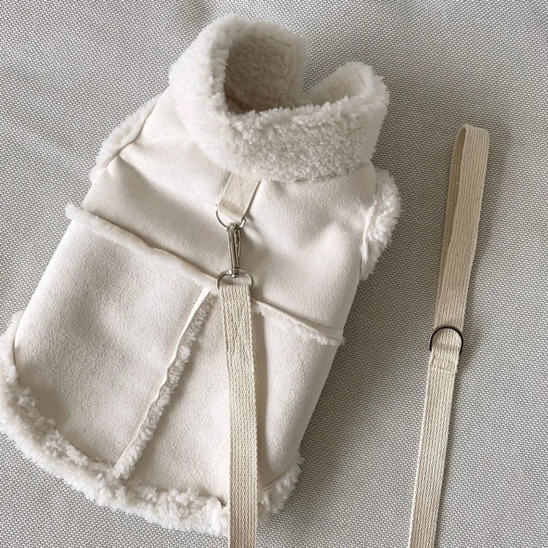 Classic Wool Dog Vest with Traction Buckle – Cozy Velvet Jacket Coat for Pets