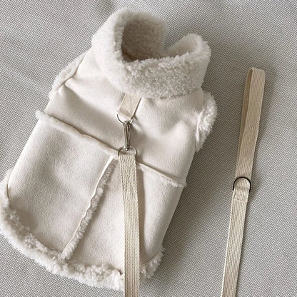 Classic Wool Dog Vest with Traction Buckle – Cozy Velvet Jacket Coat for Pets