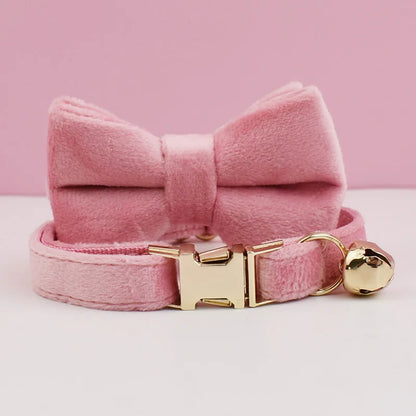 VelvetWhisker Personalized Cat Collar - Elegance with Bell and Bow Tie