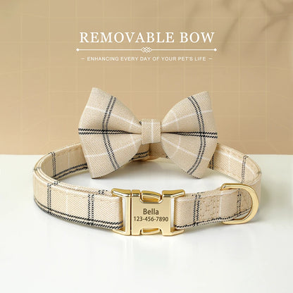 BowtieCharm Personalized Dog & Cat Collar – Custom Engraved Nameplate for Small and Toy Breeds