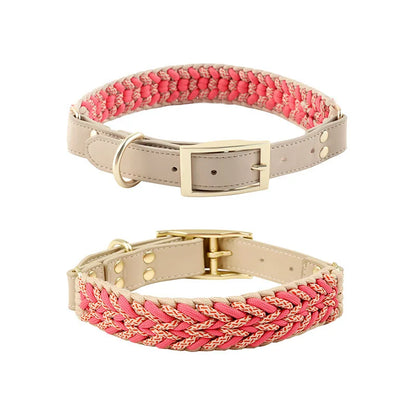 Luxury Hand-Woven Leash or Collar – Heavy-Duty Climbing Rope & Adjustable Leather Walkwear