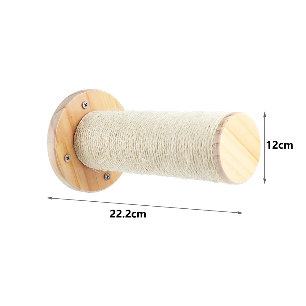 WhiskerWonder Wall-Mounted Cat Playground - Wooden Climbing Shelves & Sisal Scratcher