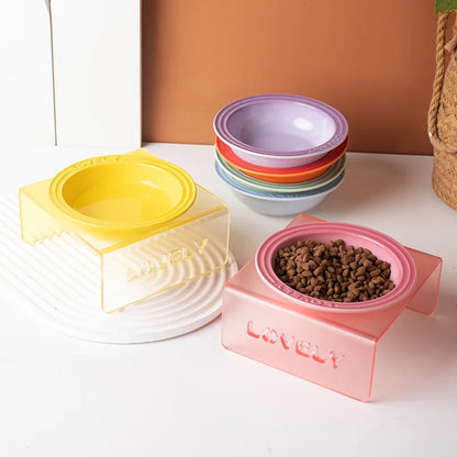 French Flair Gradient Ceramic Pet Plate – Colorful Pre-Dinner Dining Bowl for Dogs and Cats